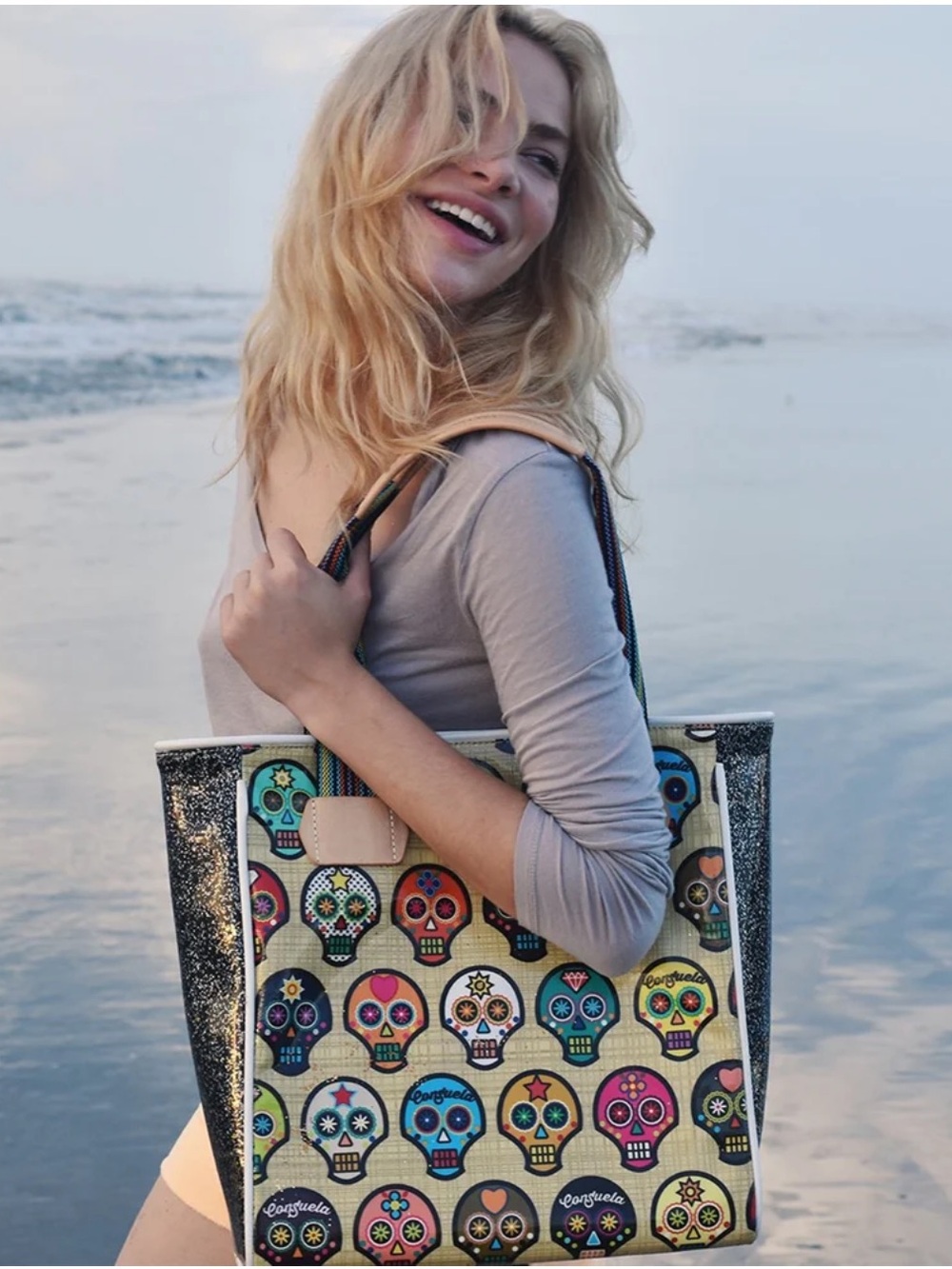 Consuela Classic Tote Sugar Skulls Dia de Los Muertos Grande Tote